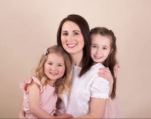 mum with 2 girls photographed at a kent studio during a mummy and me photoshoot