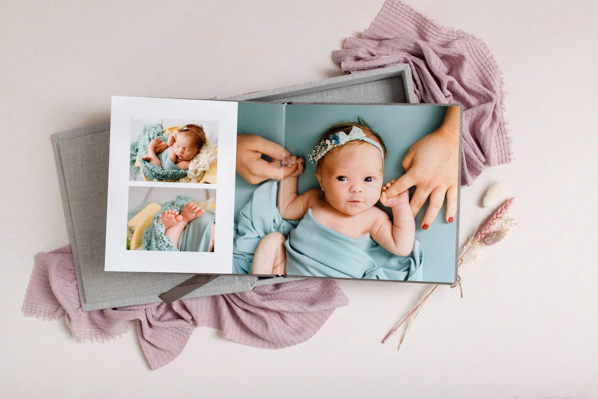 Baby album designed by photographer in kent